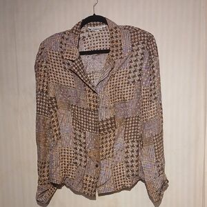 Maggy London Multicolor Patterned Button Down Shirt